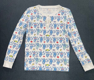 Roller Rabbit PIMA Monkey Horoscope Pajamas top White Blue Top SZ 10 YRS A009597